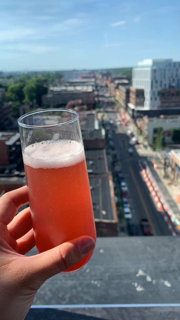 This is a picture of a drink at rooftop bar in the Short North in Columbus Ohio.