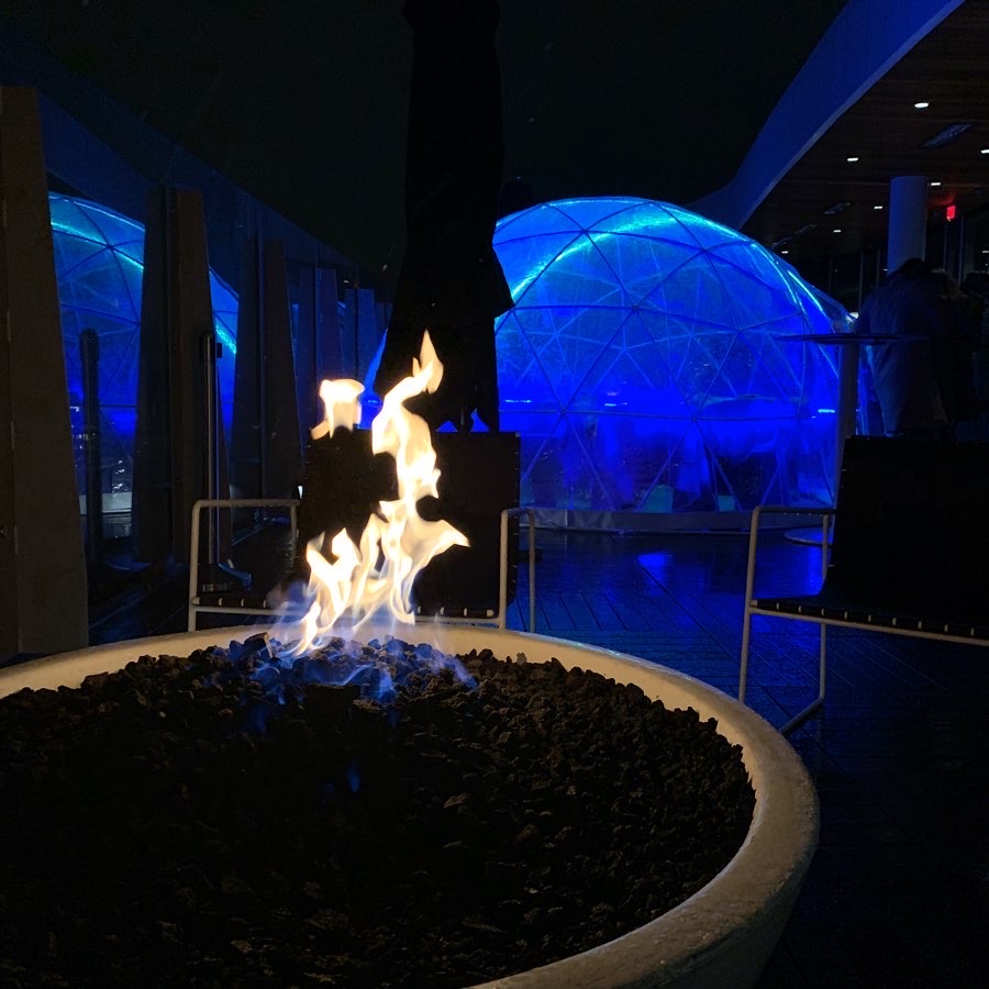 Picture of igloo at Columbus Ohio restaurant VASO for winter outdoor dining.